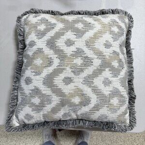 Set Of 2 Decorative Pillows Embellished With Fringe 17”